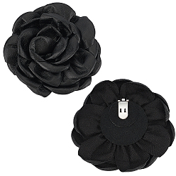 Черный 2 шт. съемных зажимов для пряжек из искусственной кожи, с железной пряжкой, цветок, чёрные, 95x16 мм