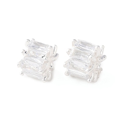 Посеребрённый Латунные микро проложить кубического циркония бусы, без кадмия и без свинца, стойки покрытие, долговечный, 925 серебро покрытием, 6.5x5.5 мм, отверстие : 2.7 мм