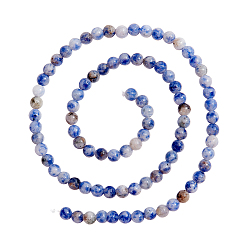 (306FM) Жонкиль матовый с лаймовой подкладкой 5 нити круглые натуральные голубые точечные бусины яшмы нити, 4~5 мм, отверстие : 1 мм, около 92~95 шт / нитка, 14.9~15.2 дюйм