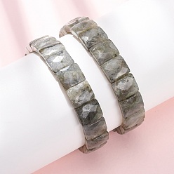 Лабрадорита Натуральные граненые браслеты из лабрадорита с бусинами, эластичные, для женщин., прямоугольные, бусины : 13x11x5~5.5 мм, внутренний диаметр: 2.32 дюйм (5.9 см)
