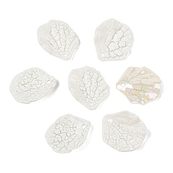 Белый Дым Непрозрачные акриловые подвески, лист прелести, с блеском порошок, серый, 19.5x17x4 мм, отверстие : 1.6 мм