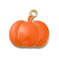 Тыква Тематика дня благодарения стойка гальваническое покрытие сплав эмаль подвески, золотые, тыква, 20x21x2.5 мм, отверстие : 1.8 мм