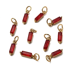 Темно-Красный 304 кубический стальные подвески из нержавеющей диоксида циркония, прямоугольные, золотые, темно-красный, 17x4x4 мм, отверстие : 5 мм