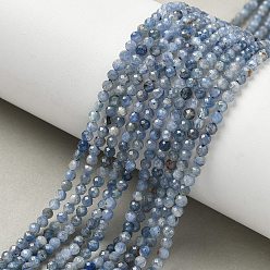 Кианит Натуральный кианитовые бисер пряди, граненые круглые, 3 мм, отверстие : 0.5~0.6 мм, около 121~132 шт / нитка, 14.57''~15.35'' (37~39 см)