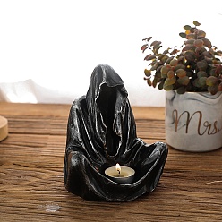 Черный Хэллоуин призрак смолы подсвечник, Фестиваль креативных свечей, украшение дома, чёрные, 12x15 см