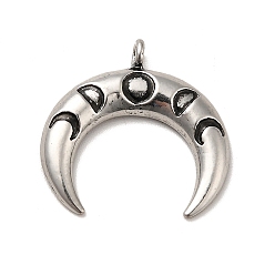 Античное Серебро Сплавочные подвески тибетского стиля, очарование полумесяца, античное серебро, 21.5x22x3 мм, отверстие : 1.8 мм