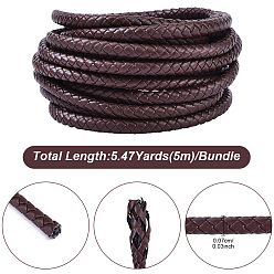 Кокосово-Коричневый 5 шнур из искусственной кожи, искусственная кожа, круглые, с пластиковыми бобин, кокосового коричневый, 7 мм, около 109.36 ярдов (100 м) / комплект