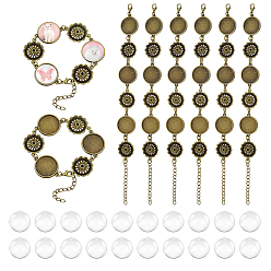 Античная Бронза Литые браслеты делает, со стеклянными кабошонами , античная бронза, 7-5/8 дюйм (19.5 см)