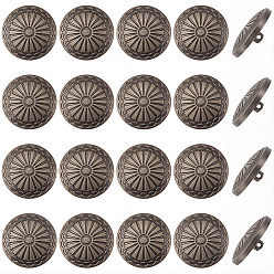 Черный Цвет Металла 20 шт. 1 пуговицы с хвостовиком из сплава с отверстиями, плоско-круглые, металлический черный , 23x8.5 мм, отверстие : 1.8 мм