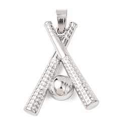 Нержавеющая Сталь Цвет 304 подвески из нержавеющей стали, бейсбол и бита, цвет нержавеющей стали, 39x28.5x9.5 мм, отверстие : 5x8.5 мм