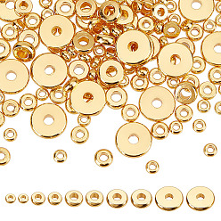 Настоящее золото 18K Spacer бисер латунные, диск, реальный 18 k позолоченный, 3~8 мм, отверстие : 1~2 мм, 220 шт / комплект