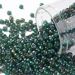 (384) Inside Color Green/Green TOHO Round Seed Beads, Japanese Seed Beads, (384) Inside Color Green/Green, 8/0, 3mm, Hole: 1mm, about 1110pcs/50g