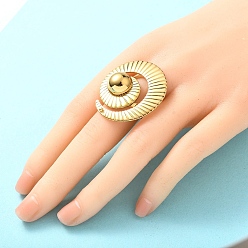 Другие 304 из нержавеющей стали манжеты кольца, реальный 18 k позолоченный, раковина, 35x32 мм, внутренний диаметр: регулируемый