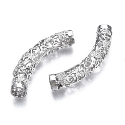 Платинированный Бисера латунной трубки, полый, без никеля , Реальная платина, 45.5x8 мм, отверстие : 5.5 мм