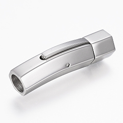 Stainless Steel Color Tarnish Resistant 304 Stainless Steel Bayonet Clasps, Tube, Stainless Steel Color, 30x7.5x8mm, Hole: 5mm