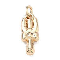 Настоящее золото 14K Милые латунные подвески, вилочные подвески, реальный 14 k позолоченный, 16.5x6.5x4 мм, Перейти кольцо: 5x0.8 мм, внутренний диаметр: 3.4 мм