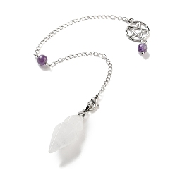 Хрусталь Заостренные биолокационные маятники из натурального кристалла кварца, с реечной обшивкой латунными выводами, конус, 235 мм