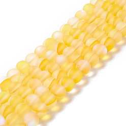 Золотистый Синтетические лунные лучи, матовые, круглые, золотые, 10 мм, отверстие : 1 мм, около 38~40 шт / нитка, 14.96''~15.16'' (38~38.5 см)