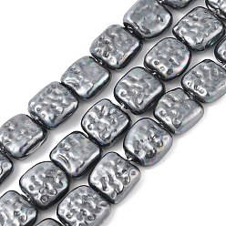 Серый Нити гальванизированных фарфоровых бусин, квадратный, серые, 13.5~15x13.5~15x6.5~7 мм, отверстие : 1.4 мм, около 29 шт / нитка, 15.59''~15.71'' (39.6~39.9 см)