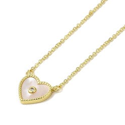 Сердце Ожерелья с подвесками из латуни с прозрачным кубическим цирконием и микропаве, с оболочкой, кабель ожерелья цепи, реальный 18 k позолоченный, сердце, 16.73 дюйм (42.5 см)