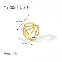 Настоящее золото 18K Винтажные 304 открытые манжеты из нержавеющей стали, простой роскошный модный аксессуар, реальный 18 k позолоченный, внутренний диаметр: 19.8 мм