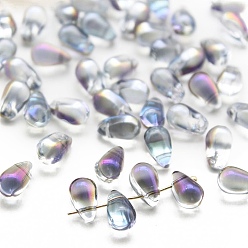 Orchid Transparent Glass Beads, Top Drilled, Teardrop, Orchid, 9x6mm