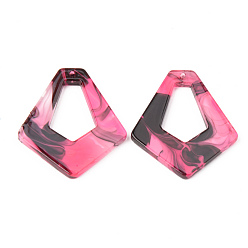 Rose Chaud Pendentifs acryliques, cerf-volant, rose chaud, 34x29x2.5mm, Trou: 1.5mm