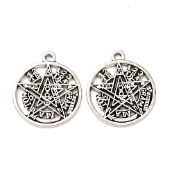 Античное Серебро Сплавочные подвески тибетского стиля, тетраграмматонные амулеты, античное серебро, 27x23.5x1.7 мм, отверстие : 2.2 мм, Около 297 шт / 1000 г