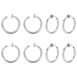 Нержавеющая Сталь Цвет 4 пары 201 выдвижные серьги-клипсы из нержавеющей стали, для не проколотых ушей, с 304 штифтов из нержавеющей стали, цвет нержавеющей стали, 20x2 мм