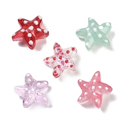 (52) Непрозрачная лаванда Бусы лэмпворк ручной работы, звезда в горошек, разноцветные, 13~14.5x15~15.5x6.5~7 мм, отверстие : 1.2 мм, около 29~30 шт / нитка, 35.6~37.5 см