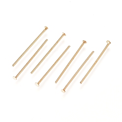 Golden 304 Stainless Steel Flat Head Pins, Golden, 18.5x0.6mm, 22 Gauge, Head: 1.4mm