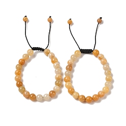 Топаз Нефрит 8браслеты из круглых бусин с натуральным топазом и нефритом диаметром мм, регулируемые браслеты из нейлонового шнура для женщин и мужчин, внутренний диаметр: 1-7/8~2-7/8 дюйм (4.9~7.3 см)