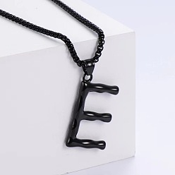Letter E Стильные ожерелья с подвесками из нержавеющей стали, чёрные, Письмо E