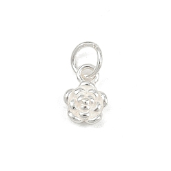 Серебро 925 подвески-цветы из стерлингового серебра, с прыжковых колец, серебряные, 8.5x6x2.5 мм, отверстие : 3.5 мм