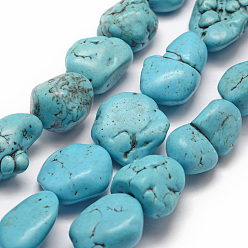 Synthetic Turquoise Synthetic Turquoise Beads Strands, Nuggets, Dyed, 18~25x18~25x15~23mm, Hole: 2mm, about 17~22pcs/strand, 15.7 inch(40cm)