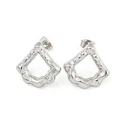 Нержавеющая Сталь Цвет Вентилятор, не тускнеющий 304 серьги-гвоздики из нержавеющей стали, серьги-гвоздики для женщин, цвет нержавеющей стали, 20x21 мм