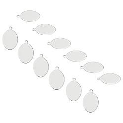 Stainless Steel Color 201 Stainless Steel Stamping Blank Tag Pendants, Oval, Stainless Steel Color, 34x22x1mm, Hole: 2.5mm, 30pcs/box