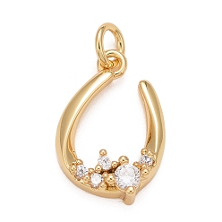 Настоящее золото 18K Подвески из латуни с покрытием из прозрачного кубического циркония, без кадмия, без никеля и без свинца, долговечный, с целью перехода в кольце, П-образный, реальный 18 k позолоченный, 12.5x9.5x3 мм, Перейти кольцо: 4x0.5 мм, внутренний диаметр: 2 мм
