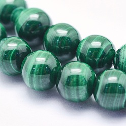 Malachite Natural Malachite Beads Strands, Round, 6mm, Hole: 1mm, about 67pcs/strand, 15.7 inch(40cm)