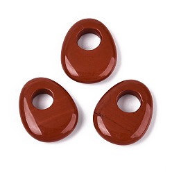 Красный Камень Природные красной яшмы подвески, слезинки, 24.5~25x19.5~20x5.5~6.5 мм, отверстие : 8~9 мм