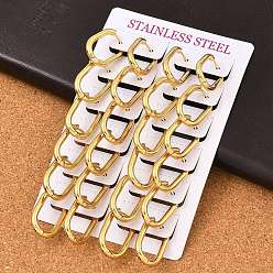 Настоящее золото 18K Вакуумное покрытие pvd 202 серьги-кольца Huggie Oval из нержавеющей стали, с 304 штифтами из нержавеющей стали для женщин, реальный 18 k позолоченный, 25x16x3 мм