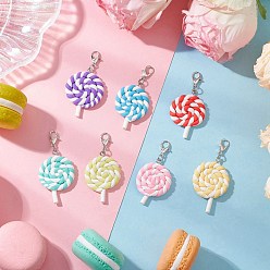 (52) Непрозрачная лаванда Украшения из полимерной глины в виде леденцов ручной работы, Застежки-когти из сплава омара, подвески для украшений сумок, разноцветные, 48 мм