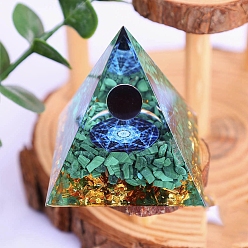 Обсидиан Генераторы энергии из пирамидальной смолы, Рейки натуральный обсидиан внутри для украшения домашнего офиса, 50 мм