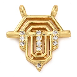 Прозрачный Латунные микро проложить кубического циркония подвески, без кадмия и без свинца, реальный 18 k позолоченный, прозрачные, 16.5x15x2 мм, отверстие : 1.2 мм