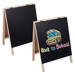 Black 2Pcs Wood Desktop Blackboard, Rectangle, Black, 292x210x29mm