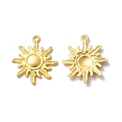 Матовый Золотой Цвет Стойки подвески обшивки сплава, без кадмия, без свинца и без никеля, очарование солнца, матовый золотой цвет, 28.5x24.5x2 мм, отверстие : 1.8 мм