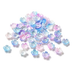 Королевский синий Акриловые колпачки для бусин градиентного цвета, 5-лепестков цветка, королевский синий, 11x11x4 мм, отверстие : 1.6 мм