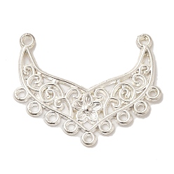 Серебро Компоненты люстры из сплава с покрытием стойки ссылки, без свинца и без кадмия, цветок, серебряные, 29x36x1 мм, отверстие : 1.4~1.6 мм