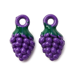 Винограды Подвески из сплава краски для выпечки, фруктовые прелести, винограды, 13x7x5.5 мм, отверстие : 1.6 мм