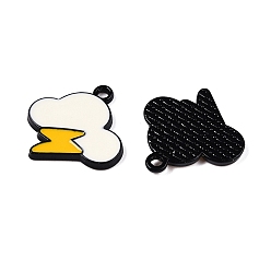 Желтая Старая Ткань  Окрашенного распылением эмали сплава подвески, без кадмия, без никеля и без свинца, облако с шармом молнии, старое кружево, 18x17.5x2 мм, отверстие : 1.5 мм